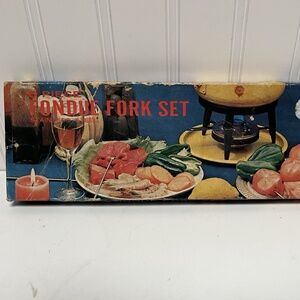 Vintage Fred Roberts Fondue Fork Skewers Set 6-Piece Stainless Steel Color Tips